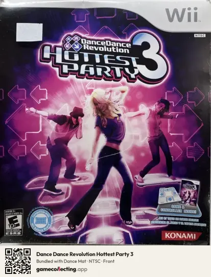 Dance Dance Revolution Hottest Party 3 Nintendo Wii, NTSC box front