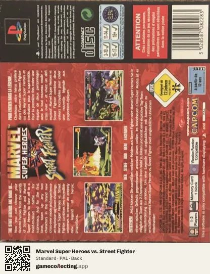 Marvel Super Heroes vs. Street Fighter PlayStation, PAL box back