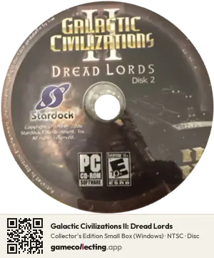 Galactic Civilizations II: Dread Lords Computer, NTSC disc