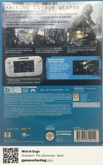Watch Dogs Nintendo Wii U, Germany box back