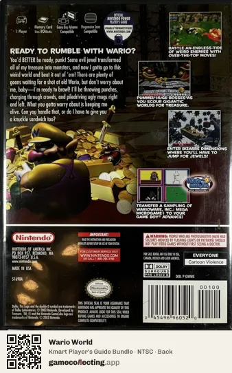 Wario World Nintendo GameCube, NTSC box back