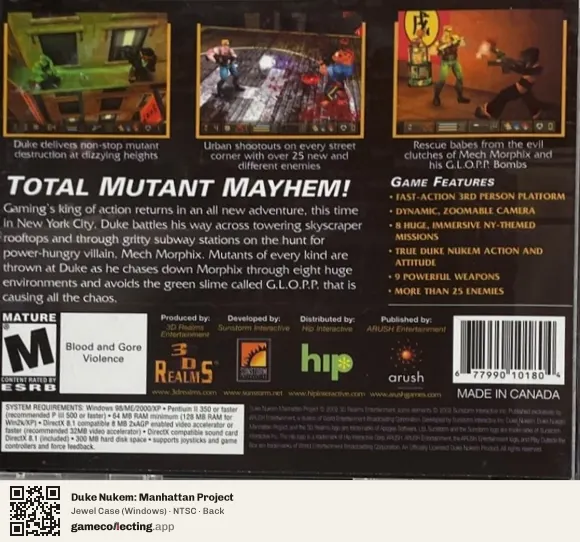 Duke Nukem: Manhattan Project Computer, NTSC box back