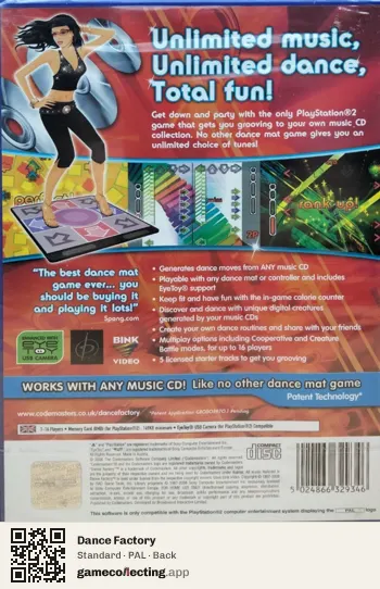 Dance Factory PlayStation 2, PAL box back