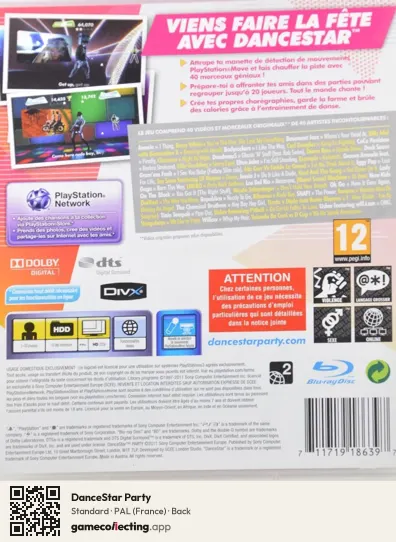 DanceStar Party PlayStation 3, France box back