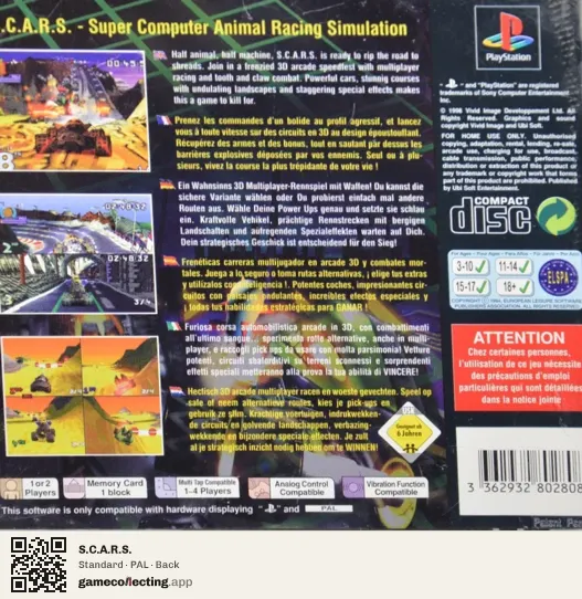 S.C.A.R.S. PlayStation, PAL box back