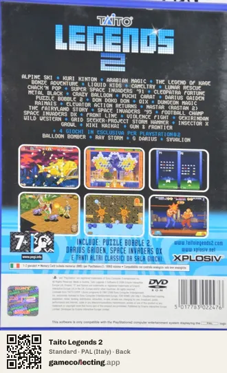 Taito Legends 2 PlayStation 2, Italy box back