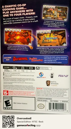 Overcooked! Nintendo Switch, NTSC box back