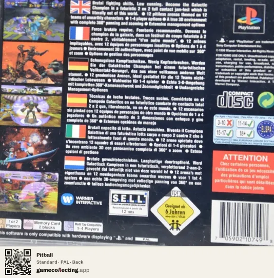 Pitball PlayStation, PAL box back