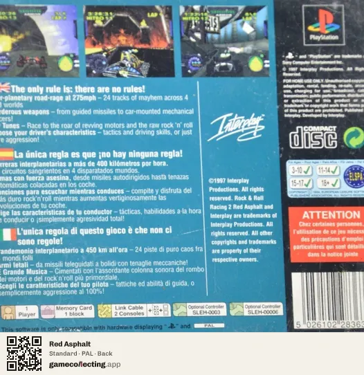 Red Asphalt PlayStation, PAL box back