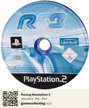 Racing Simulation 3 PlayStation 2, PAL disc