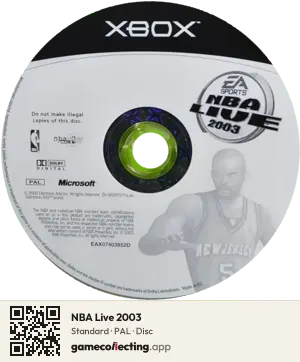 NBA Live 2003 Xbox, PAL disc