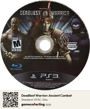 Deadliest Warrior: Ancient Combat PlayStation 3, NTSC disc