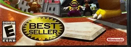 Mario Superstar Baseball, the ESRB box on its front