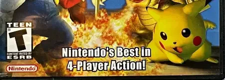 Super Smash Bros. Melee, the ESRB box on its front