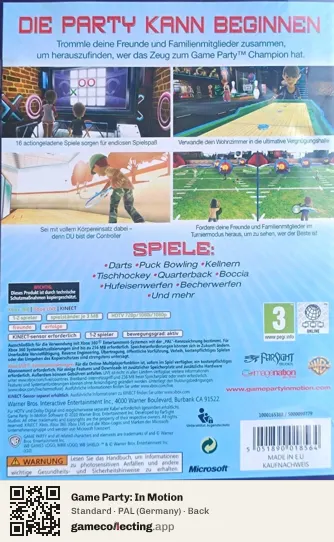 Game Party: In Motion Xbox 360, Germany box back
