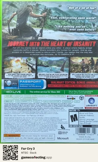 Far Cry 3 Xbox 360, NTSC box back