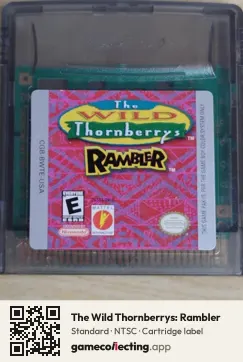 The Wild Thornberrys: Rambler Game Boy Color, NTSC cartridge label