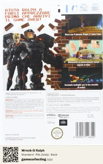 Wreck-It Ralph Nintendo Wii, Italy box back