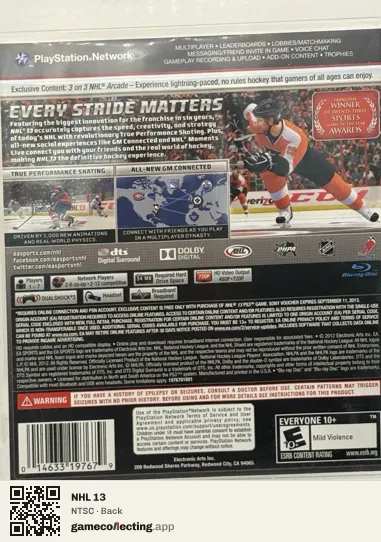 NHL 13 PlayStation 3, NTSC box back