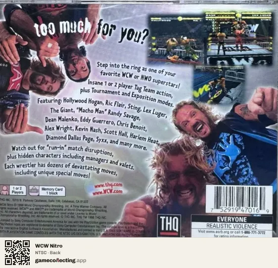 WCW Nitro PlayStation, NTSC box back