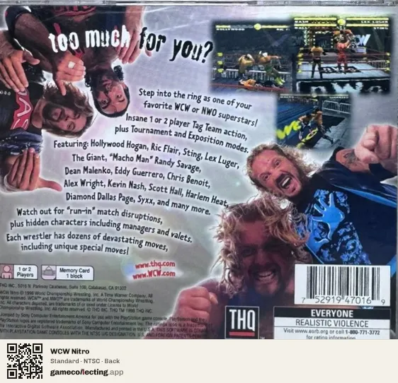 WCW Nitro PlayStation, NTSC box back