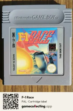 F-1 Race Game Boy, PAL cartridge label