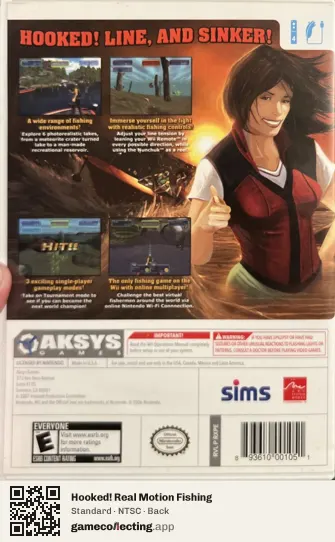 Hooked! Real Motion Fishing Nintendo Wii, NTSC box back