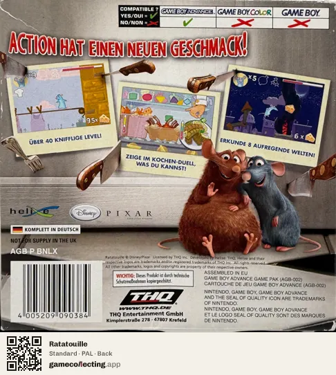 Ratatouille Game Boy Advance, PAL box back