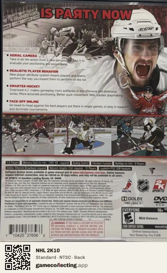 NHL 2K10 PlayStation 2, NTSC box back