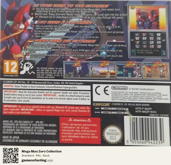 Mega Man Zero Collection Nintendo DS, PAL box back