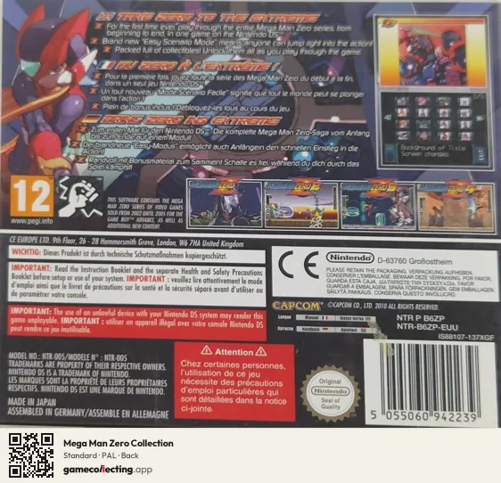 Mega Man Zero Collection Nintendo DS, PAL box back