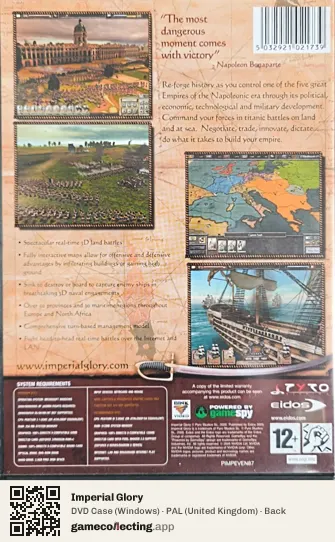 Imperial Glory Computer, United Kingdom box back