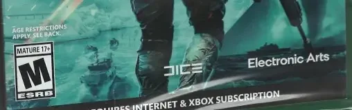 Battlefield 2042, the ESRB box on its front
