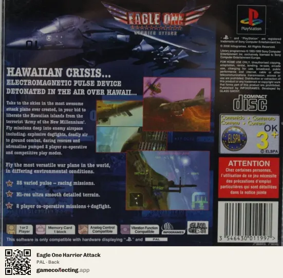Eagle One Harrier Attack PlayStation, PAL box back