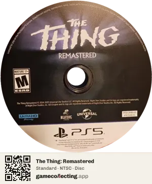 The Thing: Remastered PlayStation 5, NTSC disc