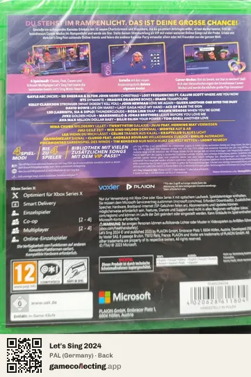 Let's Sing 2024 Xbox Series X, Germany box back