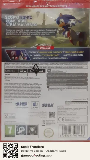 Sonic Frontiers Nintendo Switch 2, Italy box back