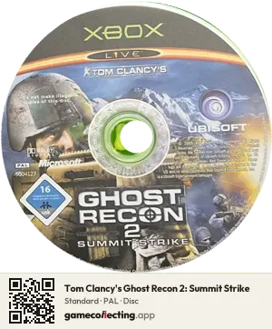 Tom Clancy's Ghost Recon 2: Summit Strike Xbox, PAL disc
