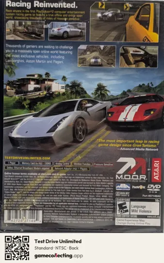 Test Drive Unlimited PlayStation 2, NTSC box back