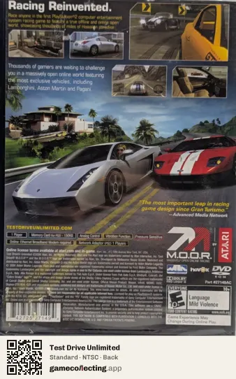 Test Drive Unlimited PlayStation 2, NTSC box back