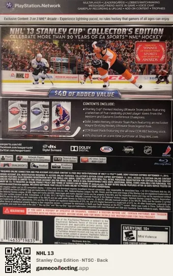 NHL 13 PlayStation 3, NTSC box back