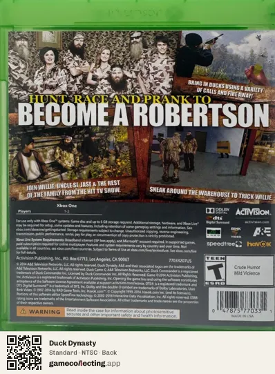 Duck Dynasty Xbox One, NTSC box back