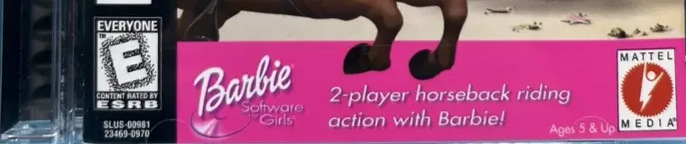 Barbie: Race & Ride, the ESRB box on its front