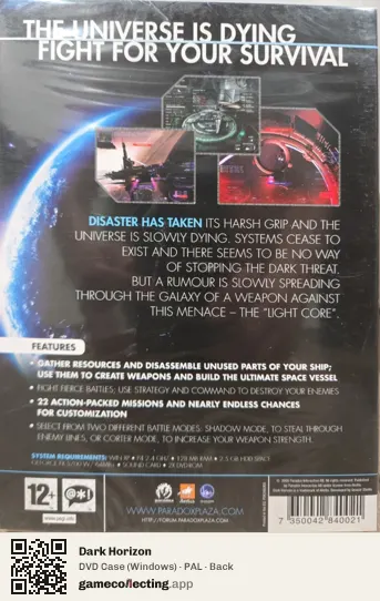 Dark Horizon Computer, PAL box back