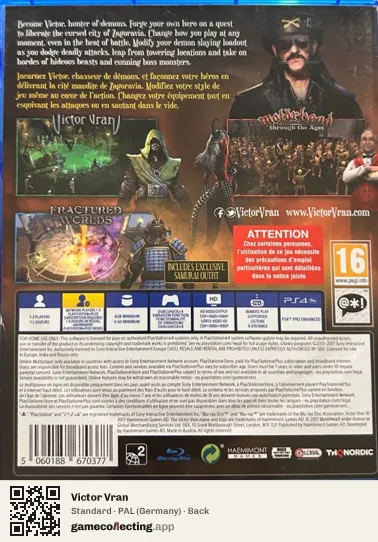 Victor Vran PlayStation 4, Germany box back