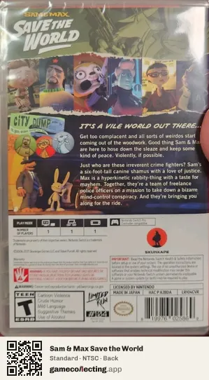 Sam & Max Save the World Nintendo Switch, NTSC box back