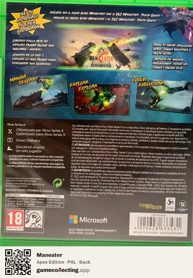 Maneater Xbox One, PAL box back