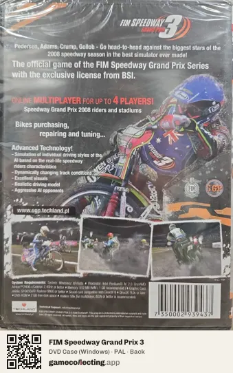 FIM Speedway Grand Prix 3 Computer, PAL box back