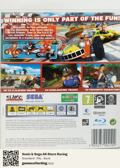 Sonic & Sega All-Stars Racing PlayStation 3, PAL box back