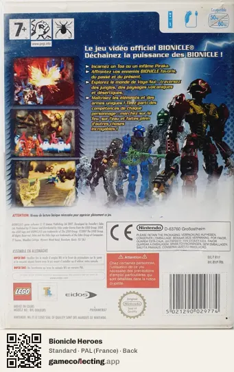 Bionicle Heroes Nintendo Wii, France box back